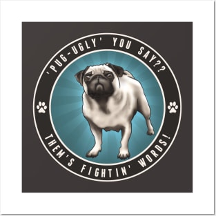 Pug Ugly - Aqua Posters and Art